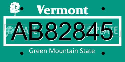 AB82845 Vermont License Plate