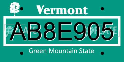 AB8E905 Vermont License Plate