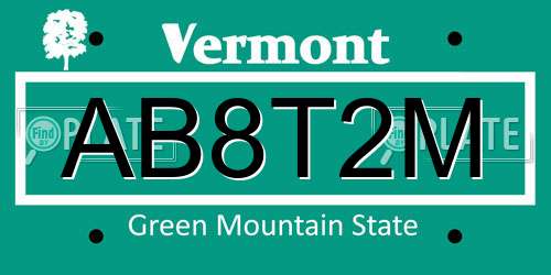 AB8T2M Vermont License Plate
