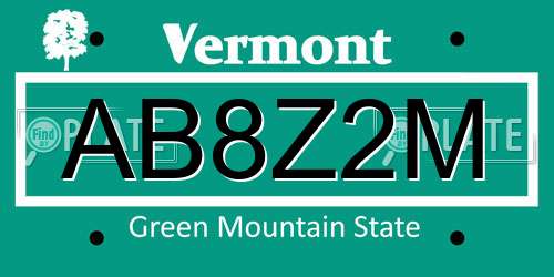 AB8Z2M Vermont License Plate
