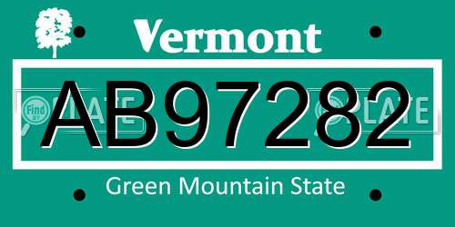 AB97282 Vermont License Plate