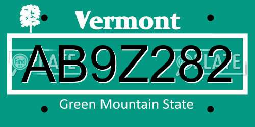 AB9Z282 Vermont License Plate