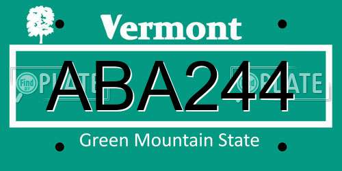 ABA244 Vermont License Plate