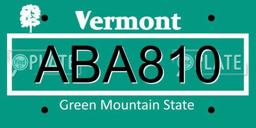 ABA810 Vermont License Plate