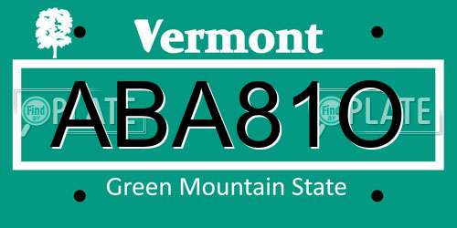 ABA81O Vermont License Plate