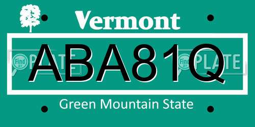 ABA81Q Vermont License Plate
