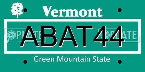 ABAT44 Vermont License Plate