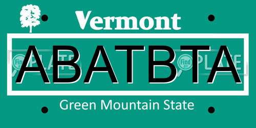 ABATBTA Vermont License Plate