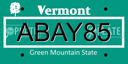 ABAY85 Vermont License Plate