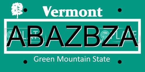 ABAZBZA Vermont License Plate