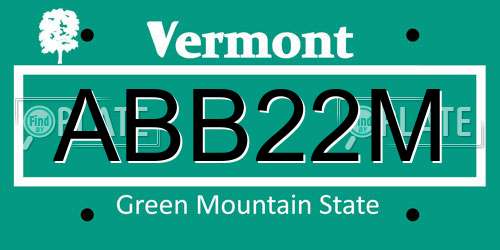 ABB22M Vermont License Plate