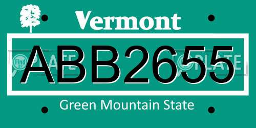 ABB2655 Vermont License Plate