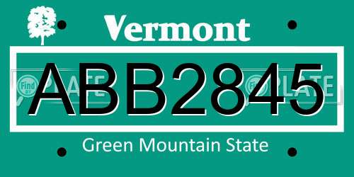 ABB2845 Vermont License Plate