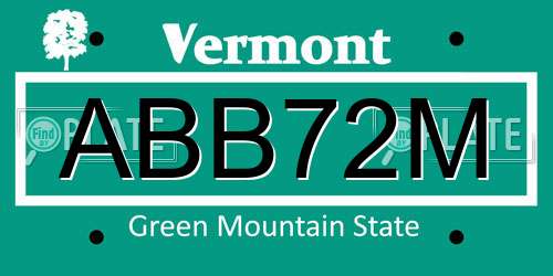 ABB72M Vermont License Plate