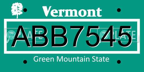 ABB7545 Vermont License Plate