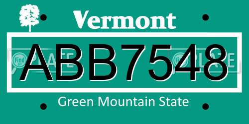 ABB7548 Vermont License Plate