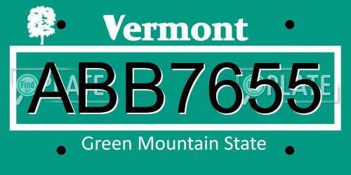ABB7655 Vermont License Plate