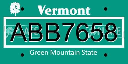 ABB7658 Vermont License Plate