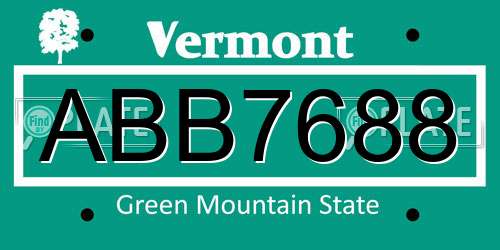 ABB7688 Vermont License Plate