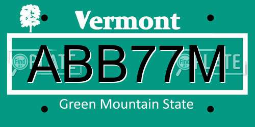 ABB77M Vermont License Plate