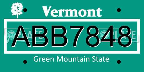 ABB7848 Vermont License Plate