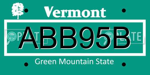 ABB95B Vermont License Plate