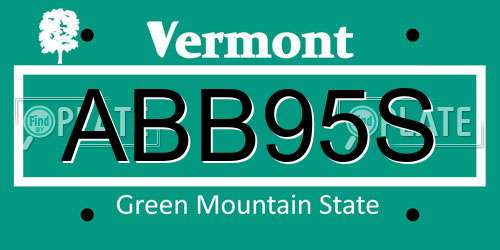 ABB95S Vermont License Plate