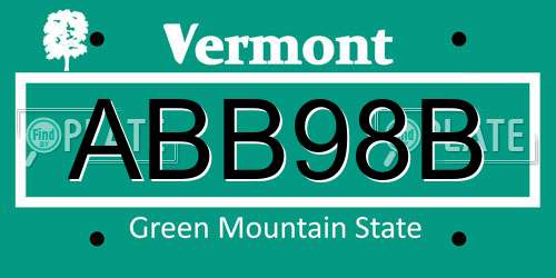 ABB98B Vermont License Plate