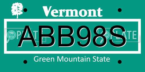 ABB98S Vermont License Plate