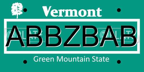 ABBZBAB Vermont License Plate