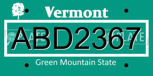 ABD2367 Vermont License Plate