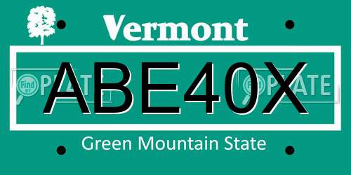ABE40X Vermont License Plate