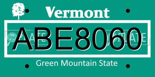 ABE8060 Vermont License Plate