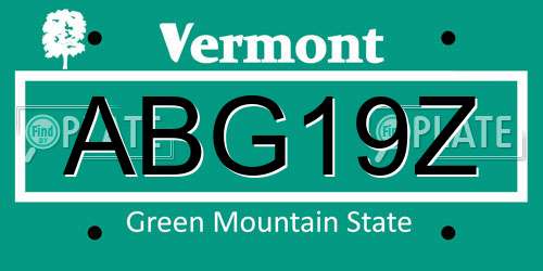 ABG19Z Vermont License Plate