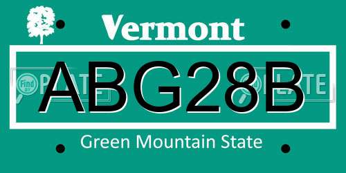 ABG28B Vermont License Plate