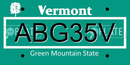 ABG35V Vermont License Plate