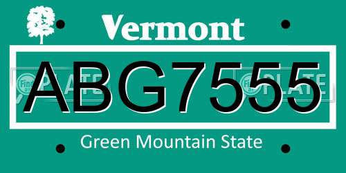 ABG7555 Vermont License Plate