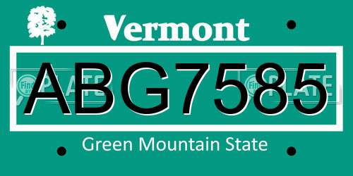 ABG7585 Vermont License Plate