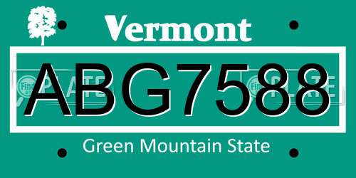 ABG7588 Vermont License Plate