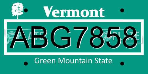 ABG7858 Vermont License Plate