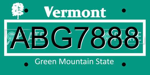ABG7888 Vermont License Plate