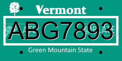 ABG7893 Vermont License Plate