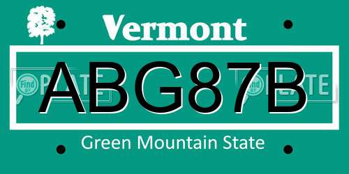 ABG87B Vermont License Plate