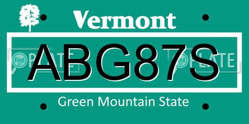 ABG87S Vermont License Plate