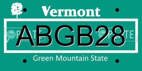ABGB28 Vermont License Plate