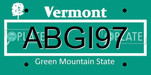 ABGI97 Vermont License Plate