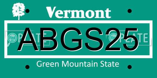 ABGS25 Vermont License Plate