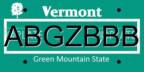 ABGZBBB Vermont License Plate