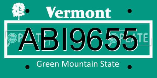 ABI9655 Vermont License Plate