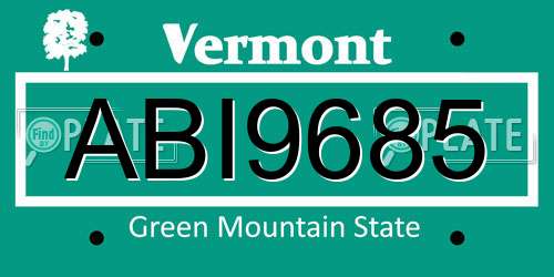 ABI9685 Vermont License Plate